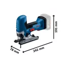 BOSCH Akku-Bügelsäge GST 185-LI mit Handgriff, im Koffer (2 x 4,0 Ah Akkus + Schnellladegerät)