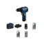 BOSCH Akku-Bohrschrauber GSR 12V-30 in Tasche + Zubehörsets (2 x 2,0 Ah Akku + Schnellladegerät)