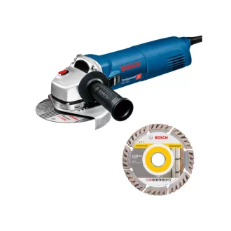   BOSCH Winkelschleifer 125 mm GWS 1400 mit Sanftanlauf / 1400 W + Diamanttrennscheibe