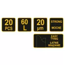 VOREL Müllsack mit Klappe 0,02 mm 60 Liter (20 Stück)