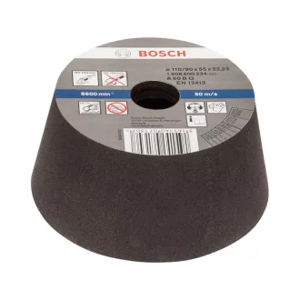   BOSCH Konische Schleifscheibe für großen Winkelschleifer 110/90 x 55 x 22,2 mm / P60