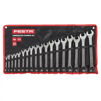 FESTA Schraubenschlüsselsatz 18-teilig 6-24 mm CrV Profi
