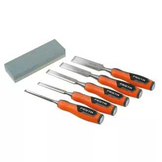   FESTA Holzmeißel-Set mit 5-teiligem Kunststoffgriff und Schleifstein