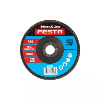 FESTA Lamellenschleifscheibe 150 x 22,2 / P80 Inox