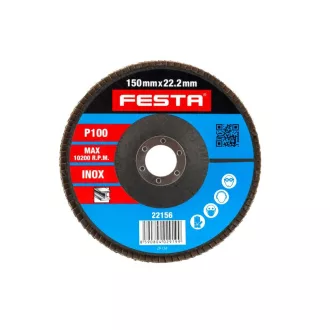 FESTA Fächerschleifscheibe 150 x 22,2 / P100 Inox