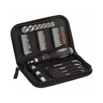   BOSCH Ratschen-Bit- und Steckschlüsselsatz 38-teilig + Taschenlampe