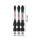 BOSCH PRO Impact-Bitset 3-teilig PZ1 / PZ2 / PZ3 x 55 mm 1/4" Hex