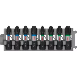   BOSCH PRO Bitsatz 8-teilig 25 mm (PH1, PH2 x 3, PH3, PZ2 x 2, PZ3) Pick & Click