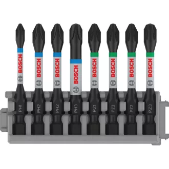   BOSCH PRO Bit Spitze Set 8-teilig 55 mm (PH1, PH2 x 2, PH3, PZ1, PZ2 x 2, PZ3) Pick & Click