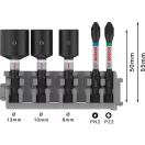 BOSCH PRO Bit-Spitze und Schraubendreher-Set 5-teilig 50 mm (PH2,PZ2 / 8,10,13 mm) Pick & Click
