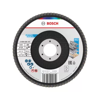   BOSCH Lamellenschleifscheibe konisch 125 x 22,2 / P80 Aluminiumoxid X451 Multi Material