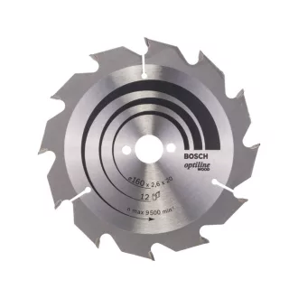   BOSCH Sägeblatt für Holz 160 x 20/16 x 2,6 mm / 12T Optiline Wood ATB