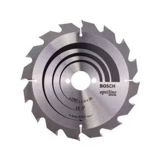   BOSCH Sägeblatt für Holz, 190 x 30 x 2,0 mm / 16T Optiline Wood ATB