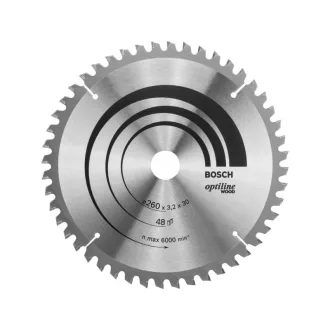   BOSCH Sägeblatt für Holz 260 x 30 x 3,2 mm / 48T Optiline Wood ATB / N