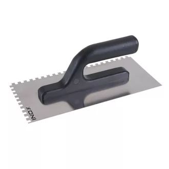   Gezahnte Kelle 125 x 270 mm aus Edelstahl mit 6 x 6 mm Kunststoffgriff