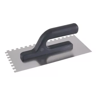   Gezahnte Kelle 125 x 270 mm aus Edelstahl mit 8 x 8 mm Kunststoffgriff