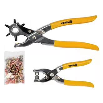   VOREL Leder-Piercingzange mit Revolver und Ledernietzange + 100 Nieten