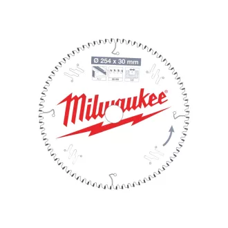   MILWAUKEE Sägeblatt für Aluminium 254 x 30 x 3,0 mm /80T TF NEG