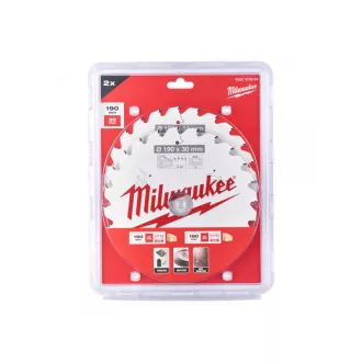   MILWAUKEE Sägeblatt für Holz 190 x 30 x 1,6 mm / 24T (2 Stück)
