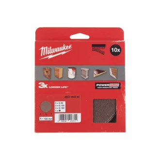   MILWAUKEE Klett-Schleifgitter-Set 10 Stück PG 125 mm / P80; P120; P180; Sohlenschutz
