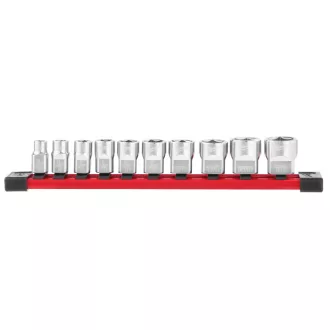   MILWAUKEE Steckschlüsselsatz mit Aufbewahrungsschiene, Zoll, 10-teilig, 3/8 Zoll (5/16 Zoll – 7/8 Zoll)