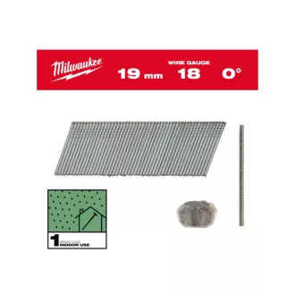   MILWAUKEE Abschlussnägel, kopflos, verzinkt 18G 0° SC1 - 1,05 x 1,25 x 19 mm (10000 Stück)