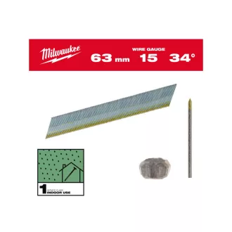   MILWAUKEE Abschlussnägel, D-Kopf, verzinkt 15G 34° SC1 – 1,8 x 63 mm (2500 Stück)