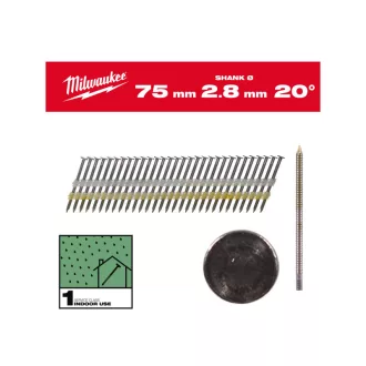   MILWAUKEE Konstruktionsnägel, Rundkopf, blank, 20° SC1 - 2,8 x 75 mm (2000 Stück)
