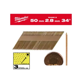   MILWAUKEE Konstruktionsnägel, D-Kopf, feuerverzinkt 34° SC3 - 2,8 x 50 mm (2200 Stück)
