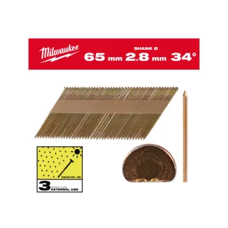   MILWAUKEE Konstruktionsnägel, D-Kopf, feuerverzinkt 34° SC3 - 2,8 x 65 mm (2200 Stück)