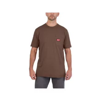 MILWAUKEE Kurzarm-T-Shirt mit Taschen, Braun WTSSBR XXL