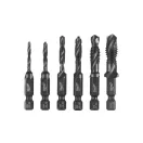 MILWAUKEE Kombiniertes Gewindebohrer-Set 6-teilig 1/4" Sechskant (Bohrer, Gewindeschneider, Entgrater)