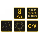 VOREL Schraubenschlüsselsatz 8-teilig 8-19 mm CrV