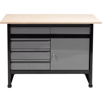   VOREL Werkbank mit Schrank, 5 Schubladen, 1 Tür, 1160 x 600 x 840 mm