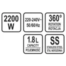 LUND Wasserkocher LED-Display 1,8 Liter 2200 W