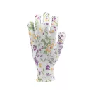 FLO Gartenhandschuhe mit weißem Blumenmuster, Größe 8