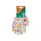 FLO Gartenhandschuhe mit weißem Blumenmuster, Größe 8
