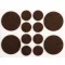 VOREL Selbstklebende, rutschfeste Möbelbeinpolster, rund, braun, Set mit 12 Stück, 20–38 mm