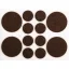 VOREL Selbstklebende, rutschfeste Möbelbeinpolster, rund, braun, Set mit 12 Stück, 20–38 mm