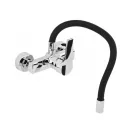 FALA Spültischarmatur mit wandmontiertem schwarzem flexiblem Rohr + Zubehör