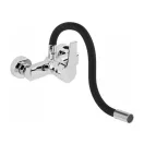 FALA Spültischarmatur mit wandmontiertem schwarzem flexiblem Rohr + Zubehör