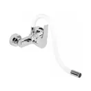 FALA Waschbeckenarmatur mit wandmontiertem weißem flexiblem Rohr + Zubehör