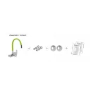 FALA Waschtischarmatur mit wandmontiertem grünem flexiblem Rohr + Zubehör