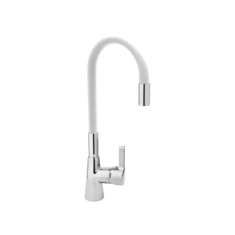   FALA Waschbeckenarmatur mit weißem flexiblem Rohr + Zubehör