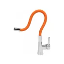 FALA Waschbeckenarmatur mit orangefarbenem flexiblem Rohr + Zubehör