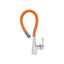 FALA Waschbeckenarmatur mit orangefarbenem flexiblem Rohr + Zubehör