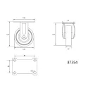 VOREL Industrierad, feste Gabel 125 mm, 50 kg