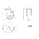 VOREL Industrierad mit Schwenkgabelbremse 75 mm 30 kg
