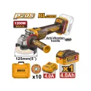 INGCO Akku-Winkelschleifer 125 mm, bürstenlos, 20 V (1 x 4,0 Ah Akku + Ladegerät)