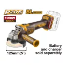 INGCO Akku-Winkelschleifer 125 mm bürstenlos 20 V (ohne Akku und Ladegerät)